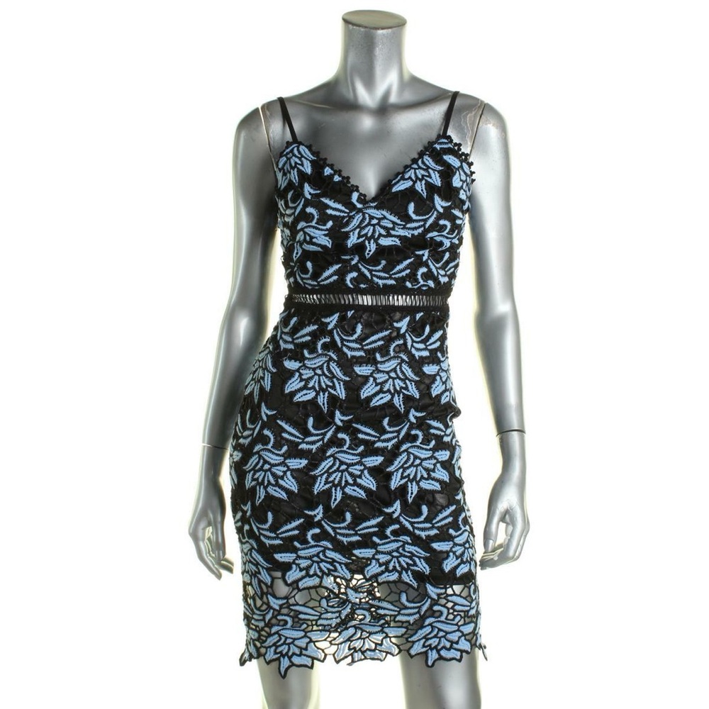 Aqua Elegant Black and Blue Floral Dress
